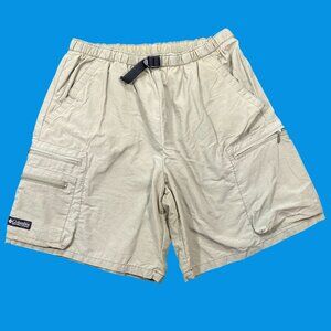 Columbia Mens Olive Green Cargo Shorts Elastic Waist & Adjustable Belt Medium